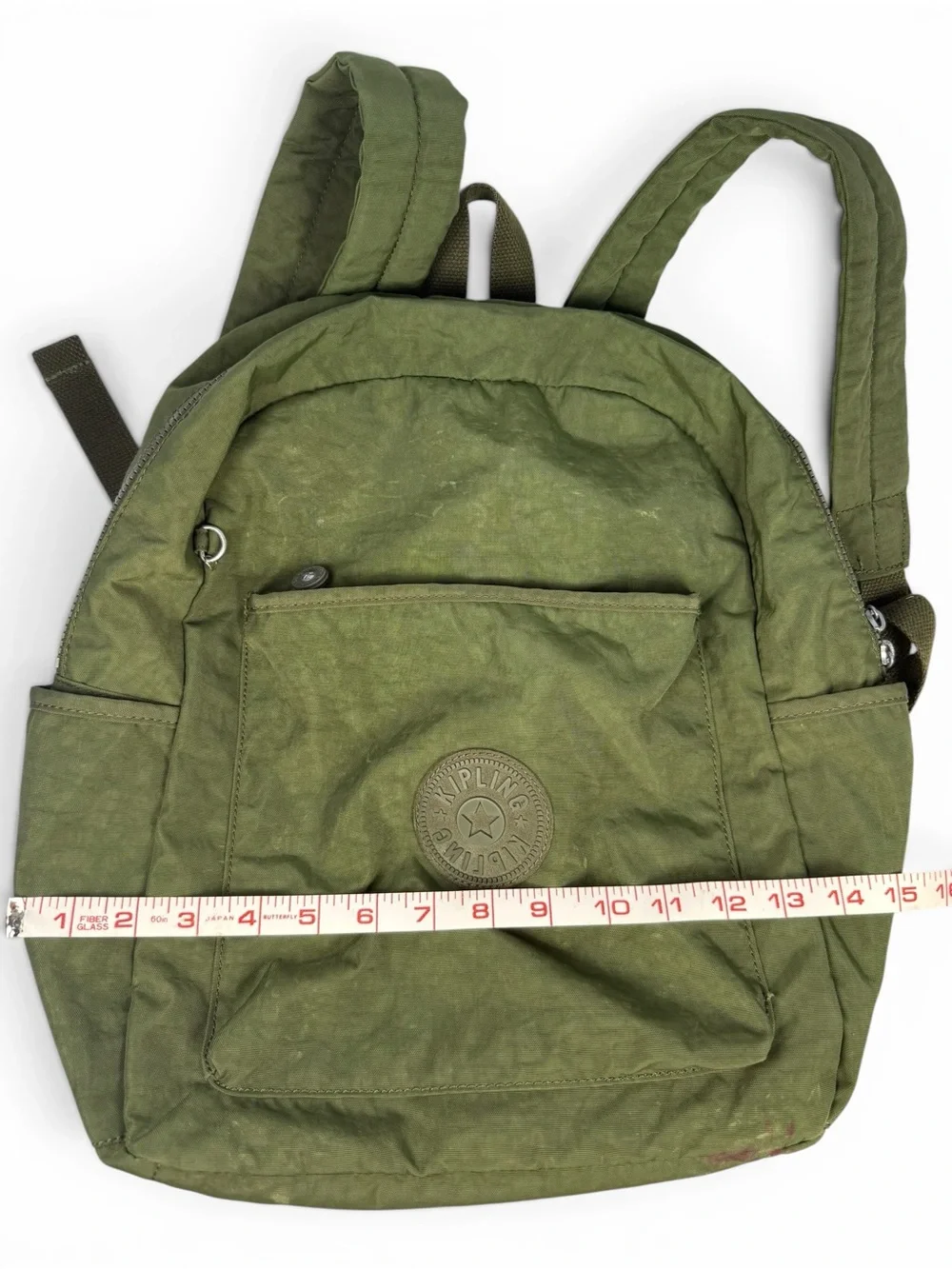 Kipling Kazuki Olive Green Nylon Backpack Lightweight Travel School Bag - as is